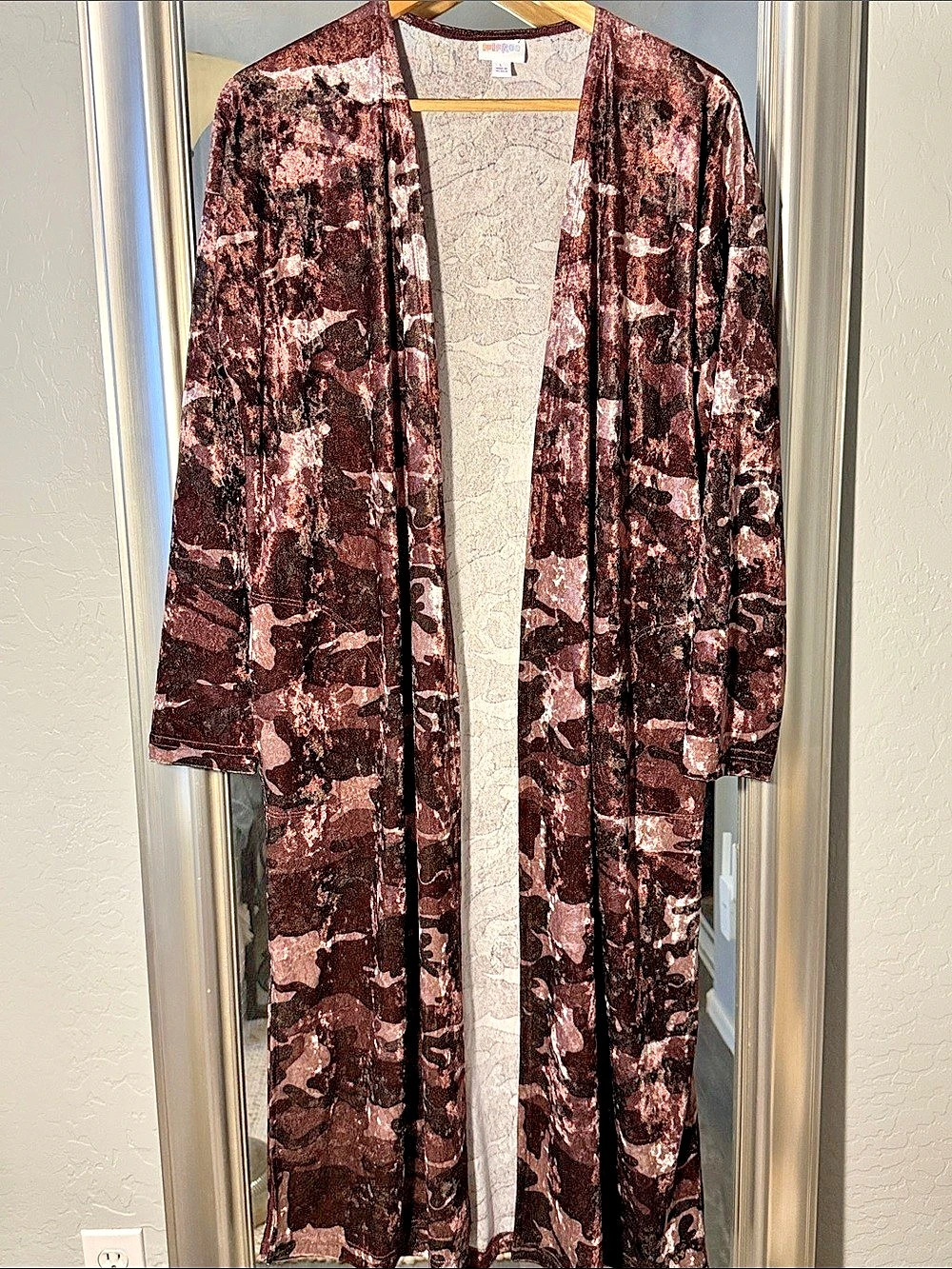 Lularoe Sarah Cardigan Camo Brown & Pink Large